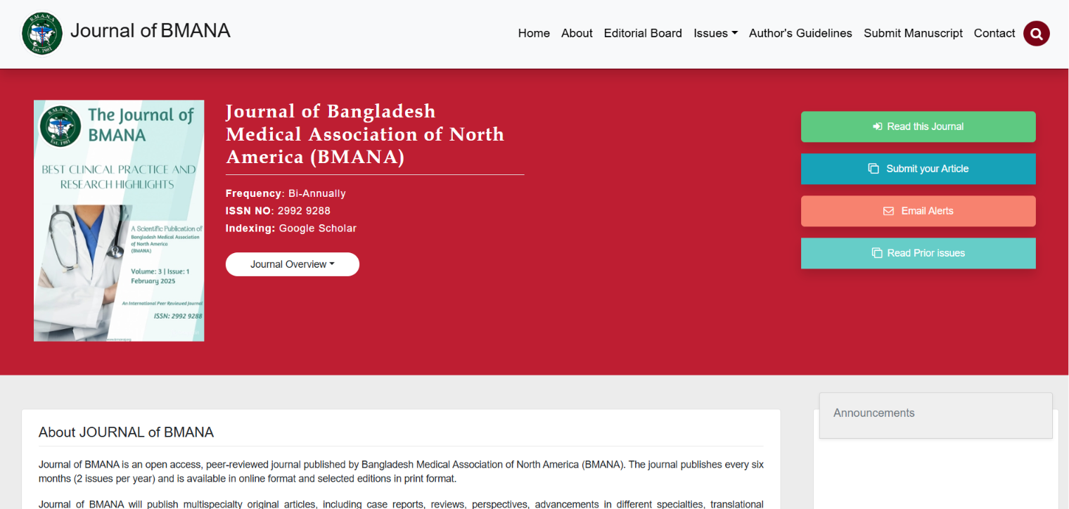 Journal of Bangladesh Medical Association of North America (BMANA)