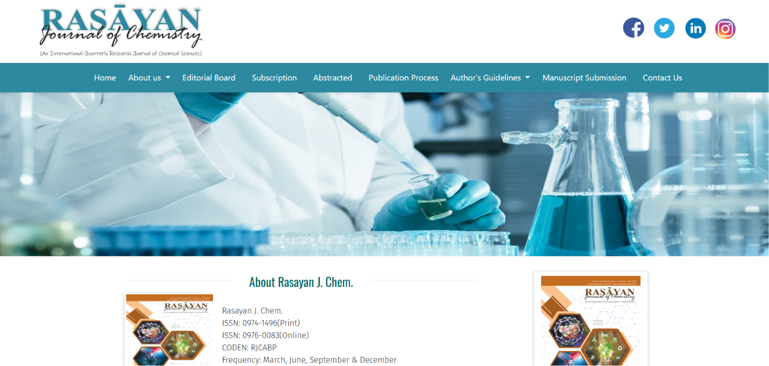 RASĀYAN Journal of Chemistry
