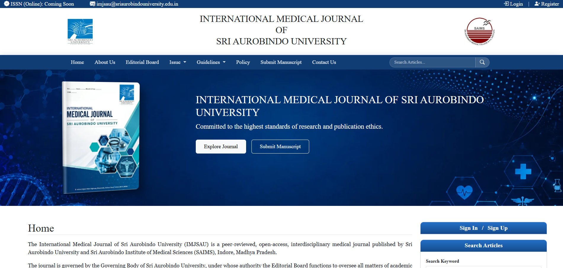 International Medical Journal of Sri Aurobindo University (IMJSAU)