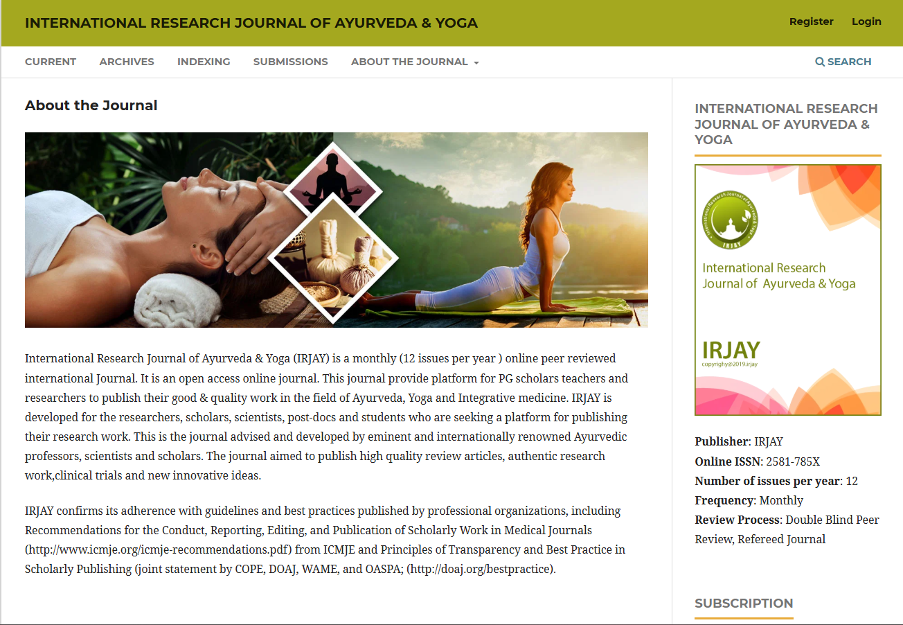 International Research Journal of Ayurveda & Yoga