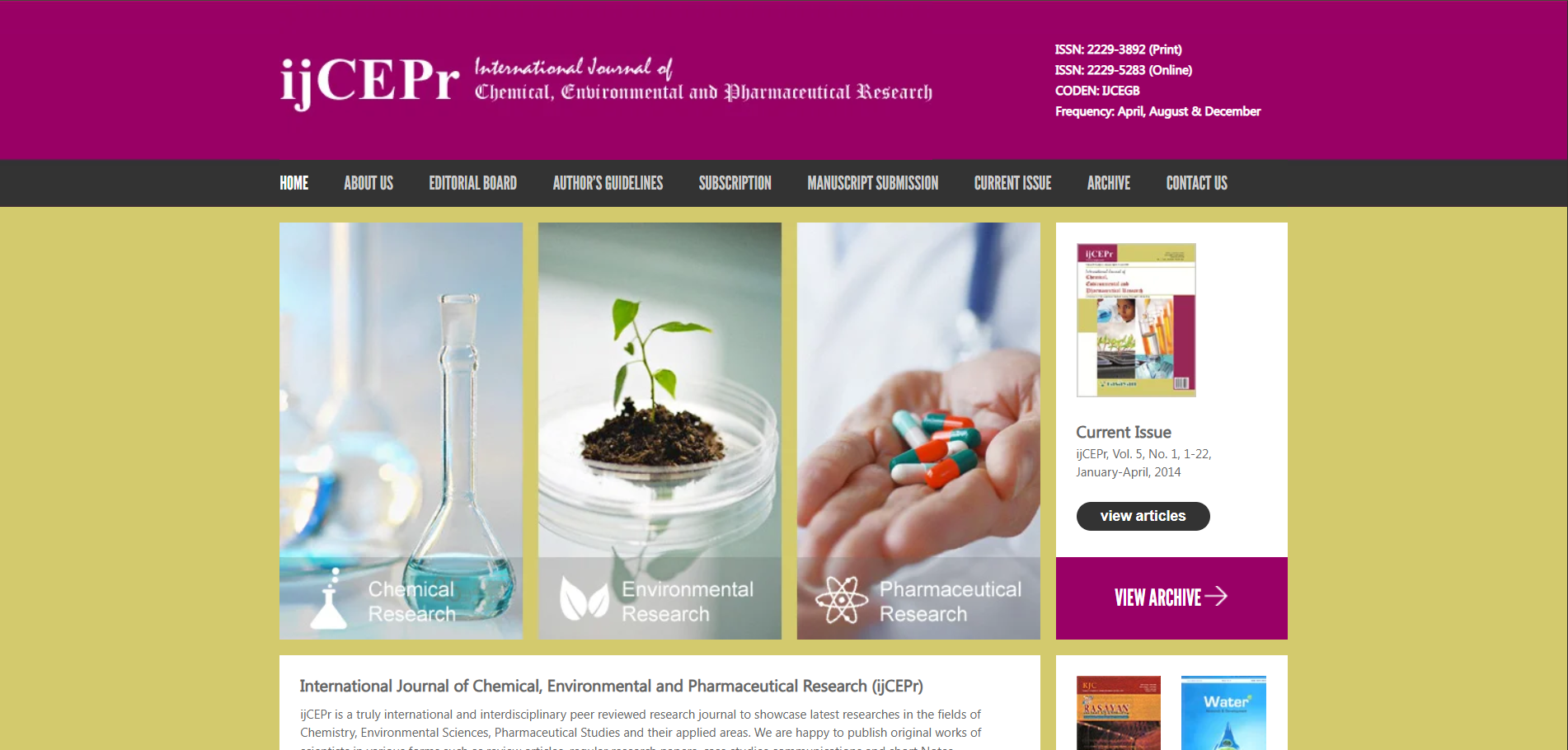 Journal of Chemical, Environmental and Pharma Research